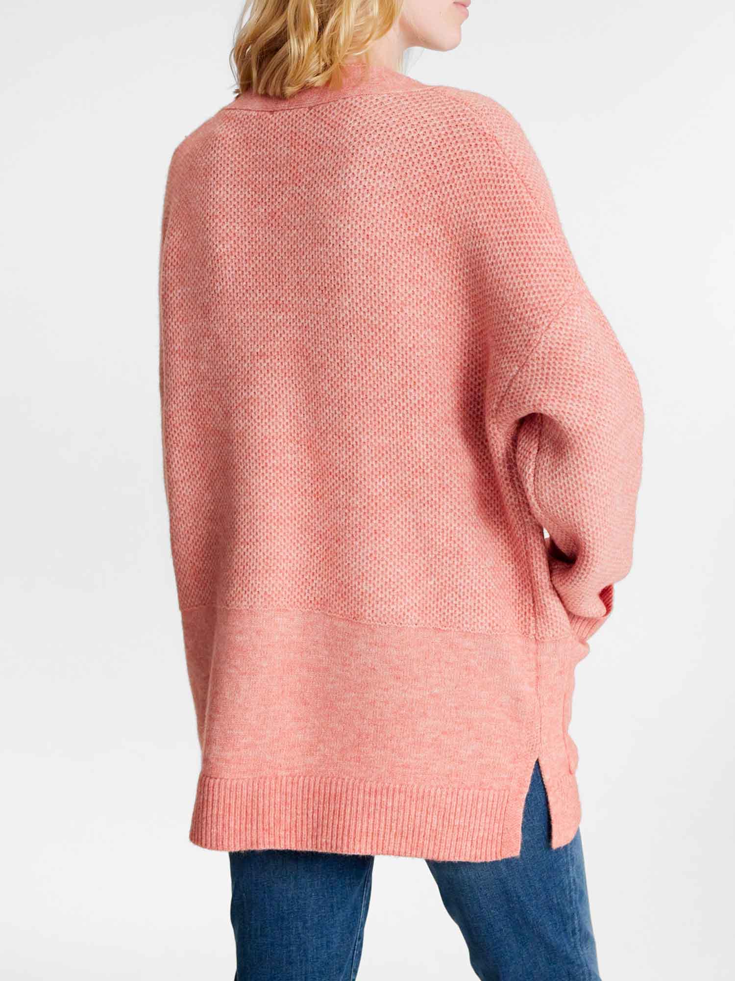 Gilet Long Femme Ouvert Rose