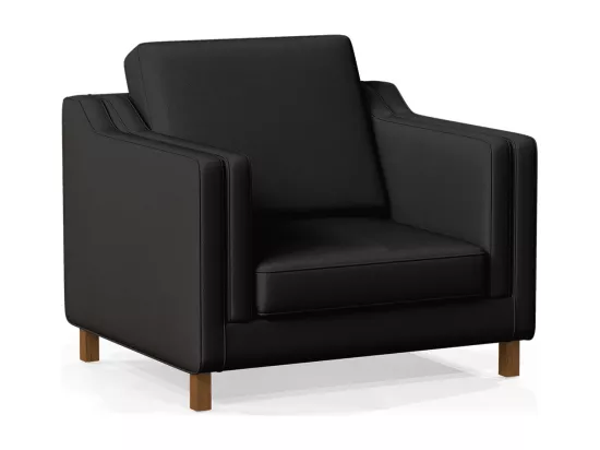 Fauteuil avec Accoudoirs - Revêtu de Cuir - Mattathais Noir