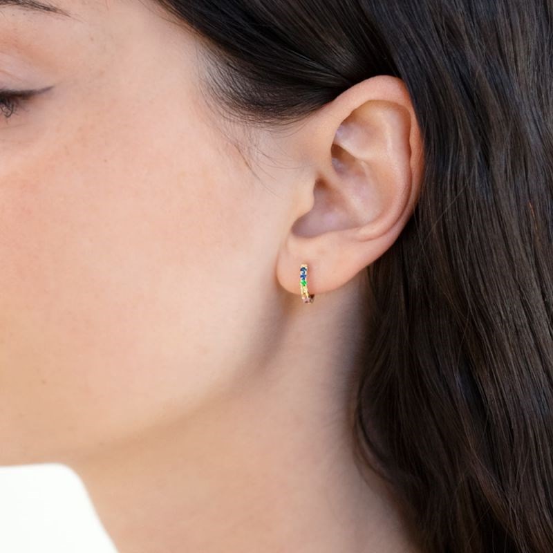 Boucles d'oreilles Colorful Love Or Jaune et Pierres précieuses