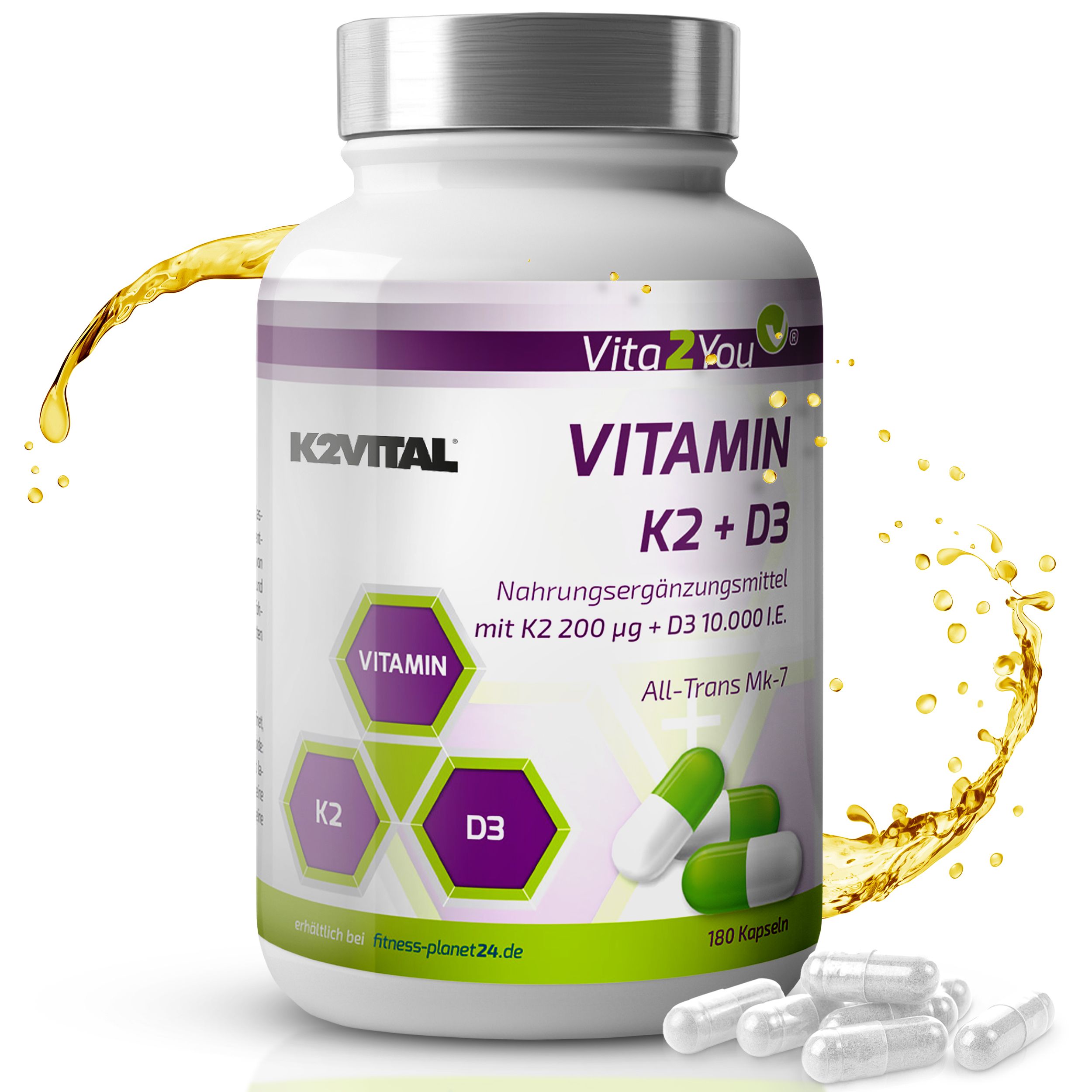 Vita2You Vitamin K2+D3 Kapseln 10.000 IE + K2 200μg K2VITAL