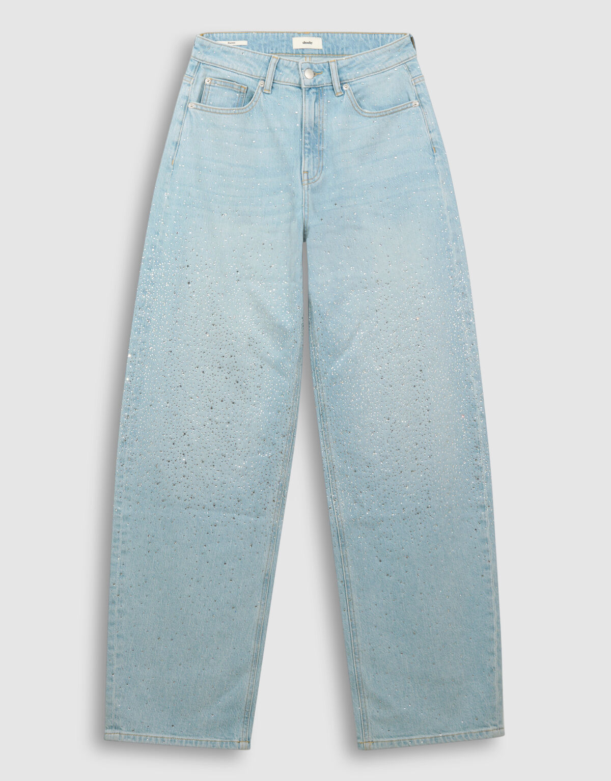 Strass Waterfall Barrel Fit Jeans Bleached