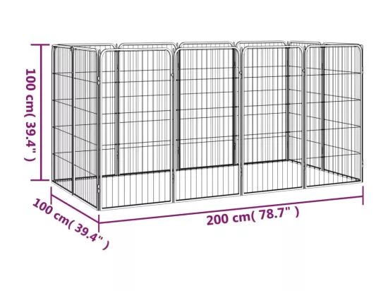 Parc pour chien 12 noire 200 x 100 x 100 cm 02_0043604