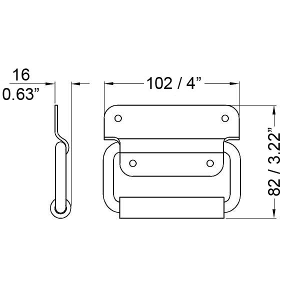 Penn Elcom H1030Rz opbouwhandgreep rubber zonder veer