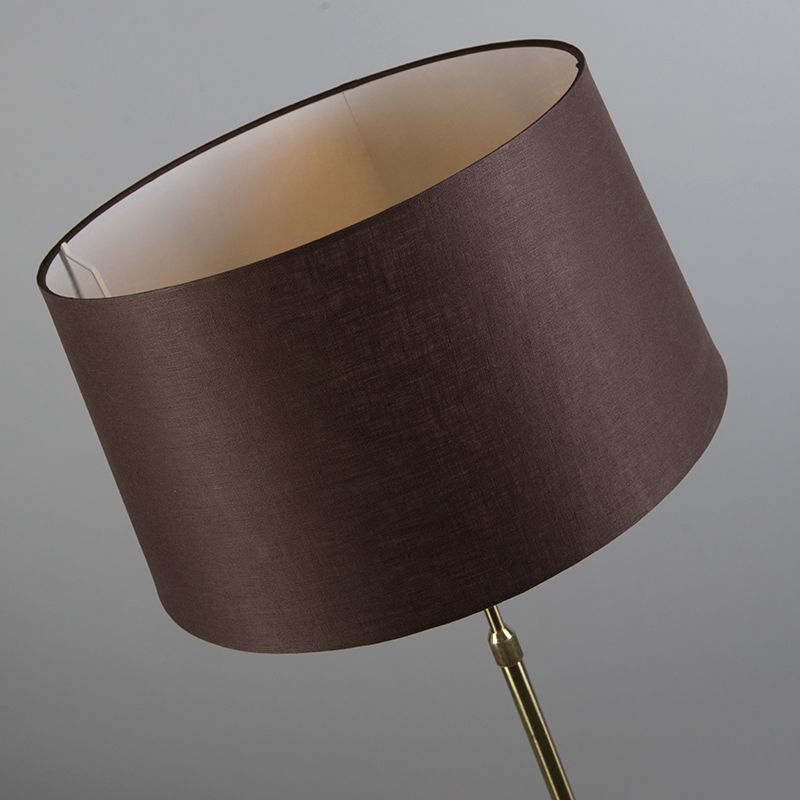 Vloerlamp goud/messing met kap bruin 45 cm verstelbaar - Parte