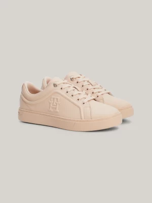 Tênis casuais de couro com monograma e sola cupsole