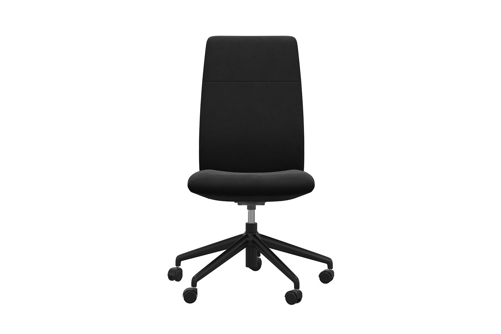 Chilli kontorstol Høy stol i tekstil Grace Dark Grey uten arm og med matt sort understell