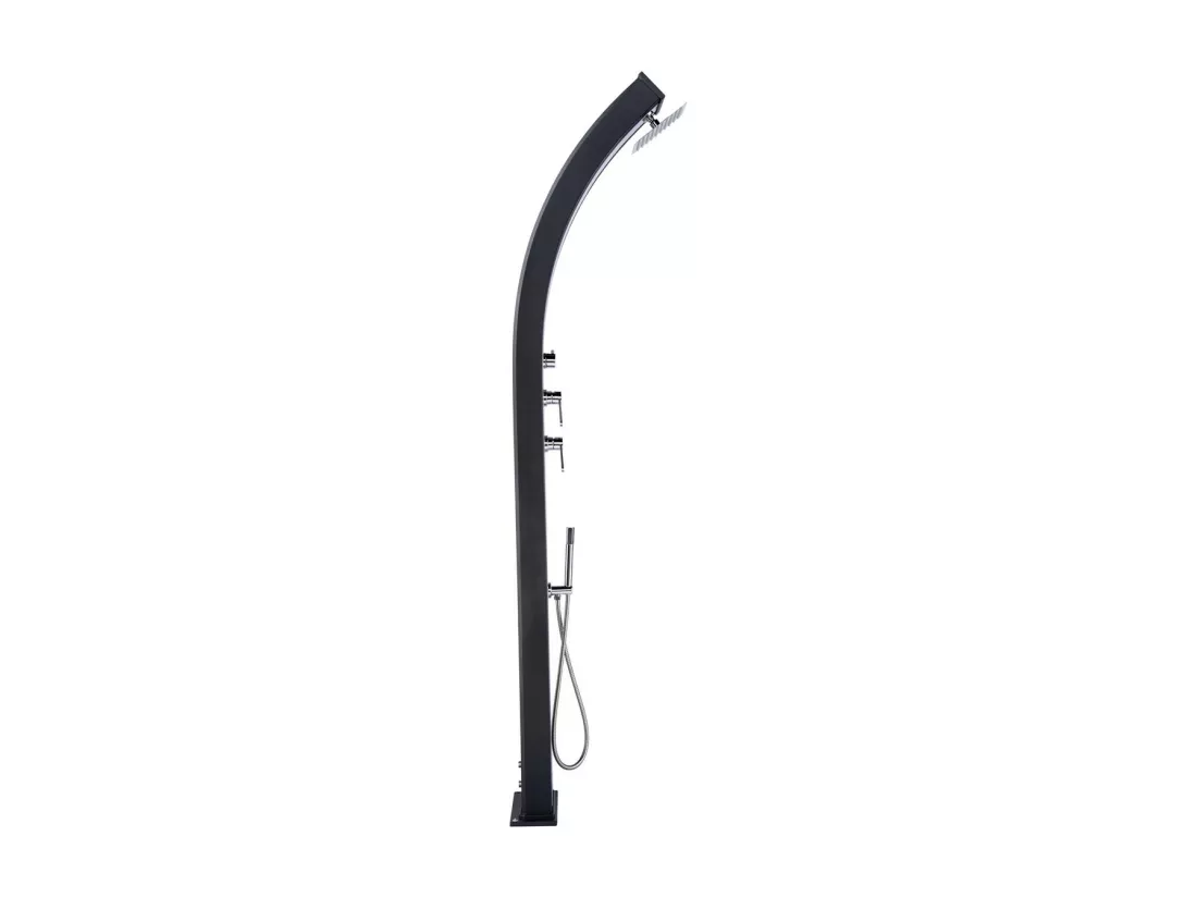 Douche solaire 40 L Dada Curve Anthracite habillage aluminium brossé - Formidra
