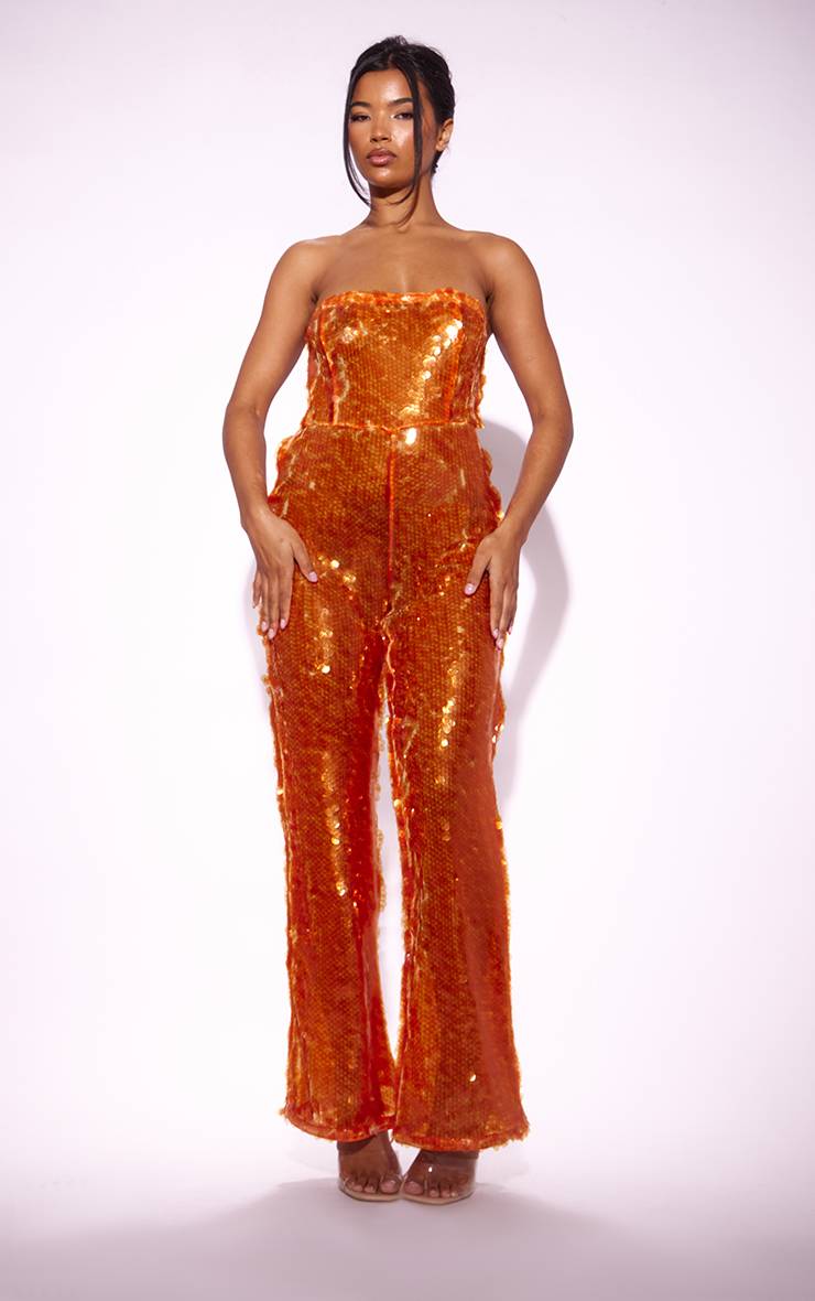 Combinaison Pantalon Large Bustier À Paillettes