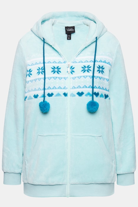 Homewear-Jacke, Plüsch, Norweger, Kapuze, recycelt