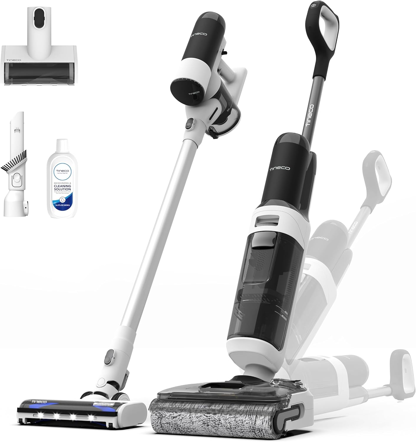 Tineco Floor ONE Switch S6 Stretch Nass Trockensauger, 180° Lay-Flat, Anti-Tangle, 85℃ Schnelltrocknend, 40min Nasssauger, 50min Staubsauger, 21kpa Doppelkante Reinigung des Ganze Haus & unter Möbeln