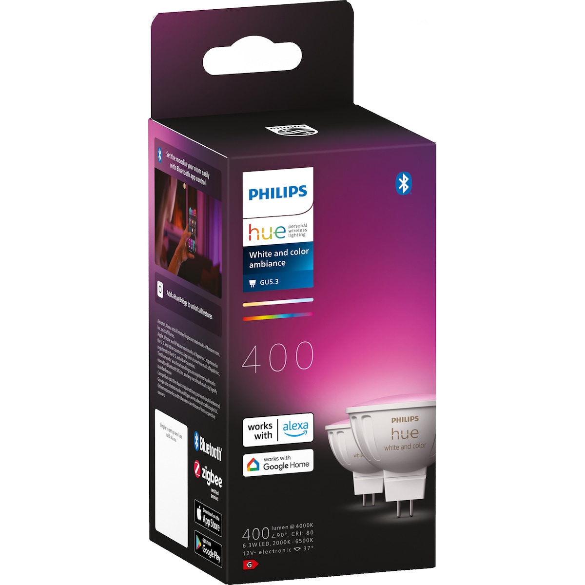 Philips Hue WCA MR16 LED-lyspære 6,3 W 2-pk