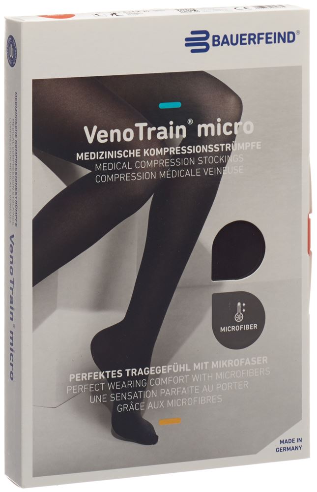 Bauerfeind VenoTrain Micro KKL2 AD<br>1 Paar, XL, plus/short offene Fussspitze schwarz