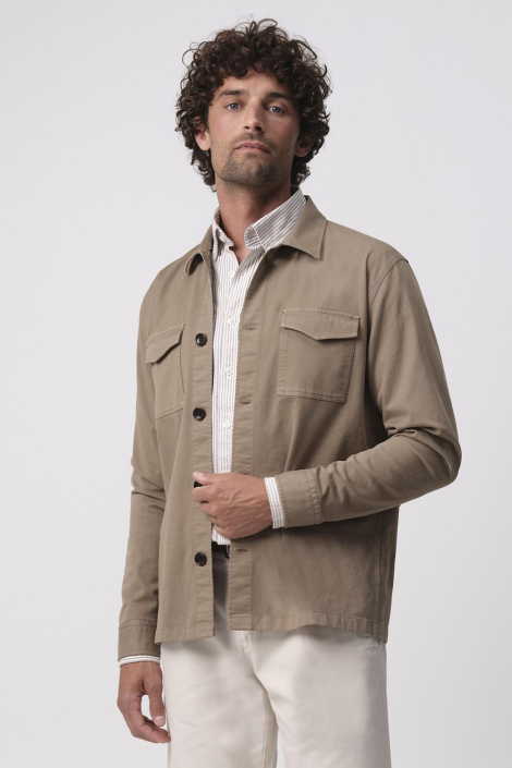 Campbell taupe heren overhemd