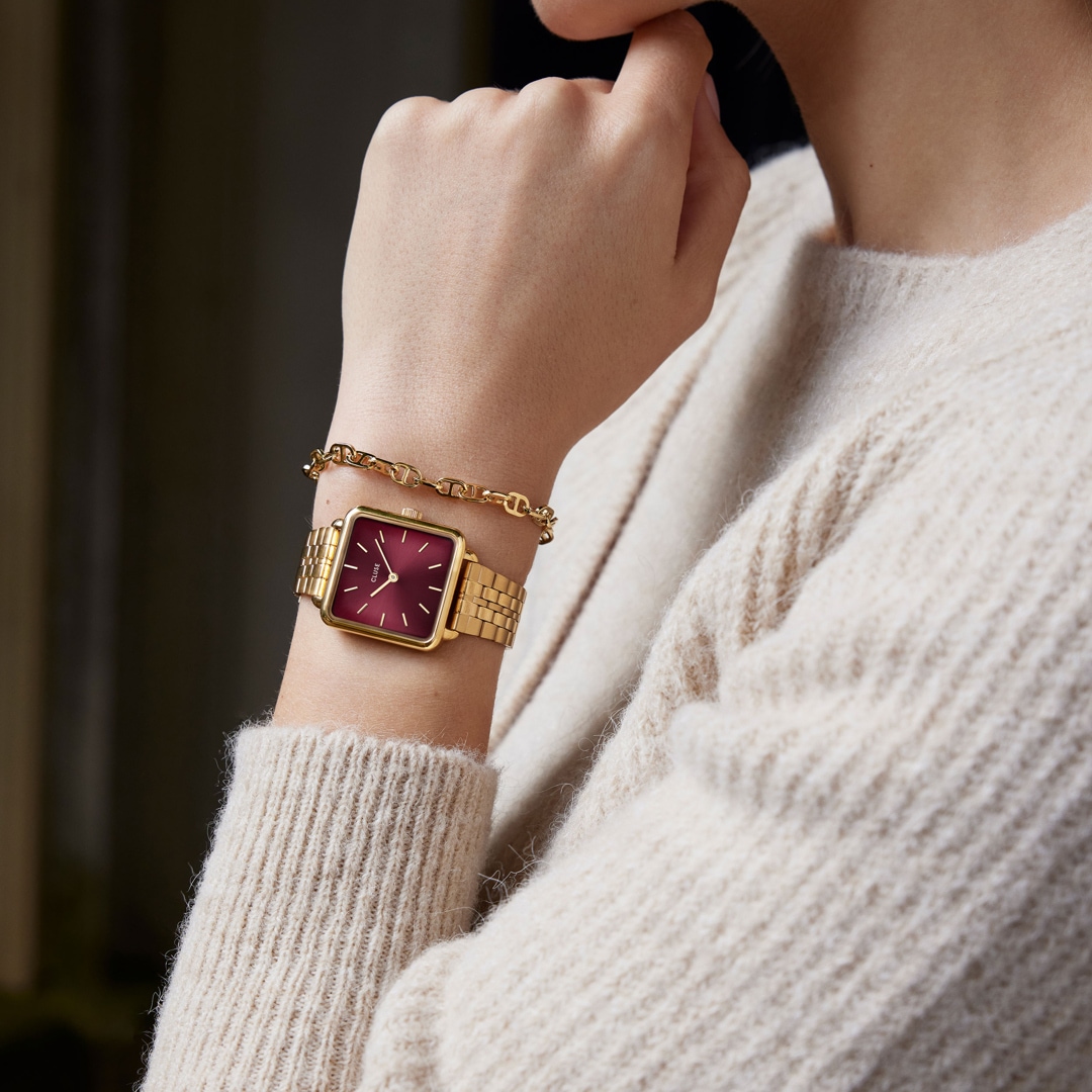 Cluse La Tétragone Steel Dark Cherry / Gold Colour