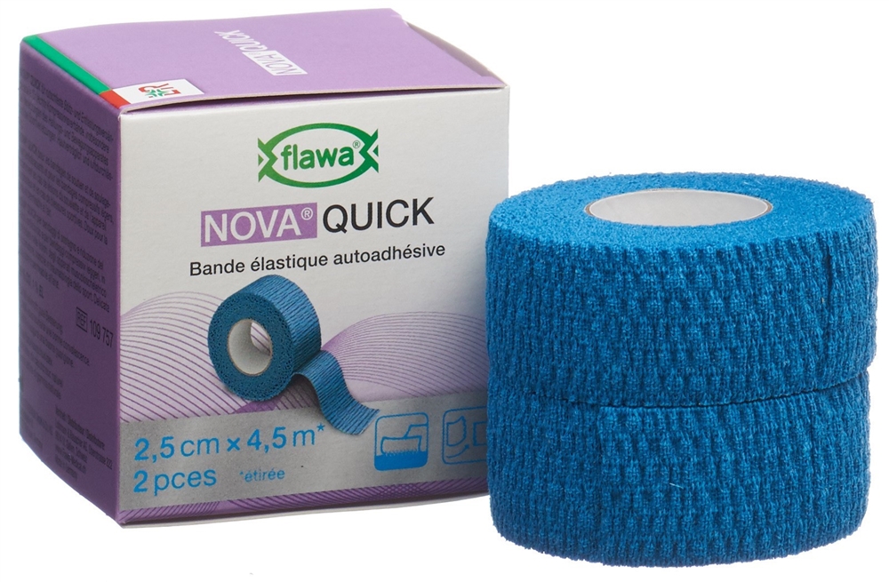 FLAWA Quick kohäsive Reissbinde 2.5cmx4.5m blau 2 Stk