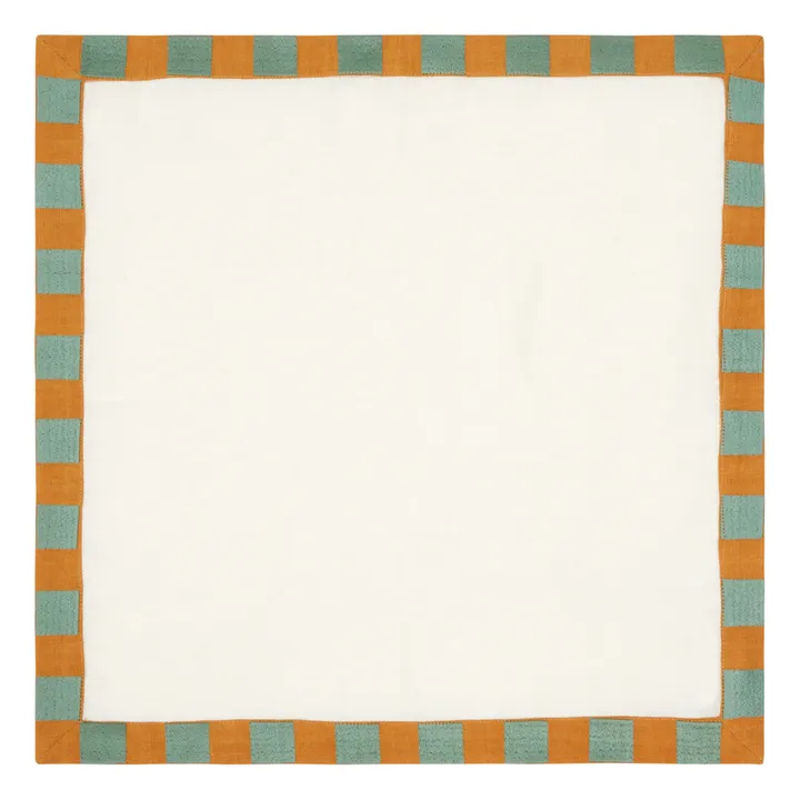 Tressé Serviette de table Damier en lin | Ecru