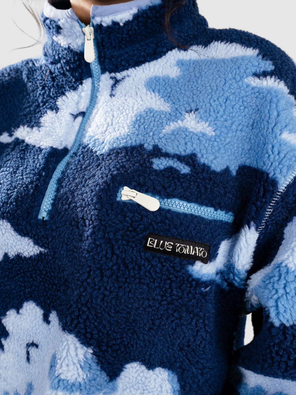 Blue Tomato Scenic Landscape Halfzip Fleece Jacket blue clouds