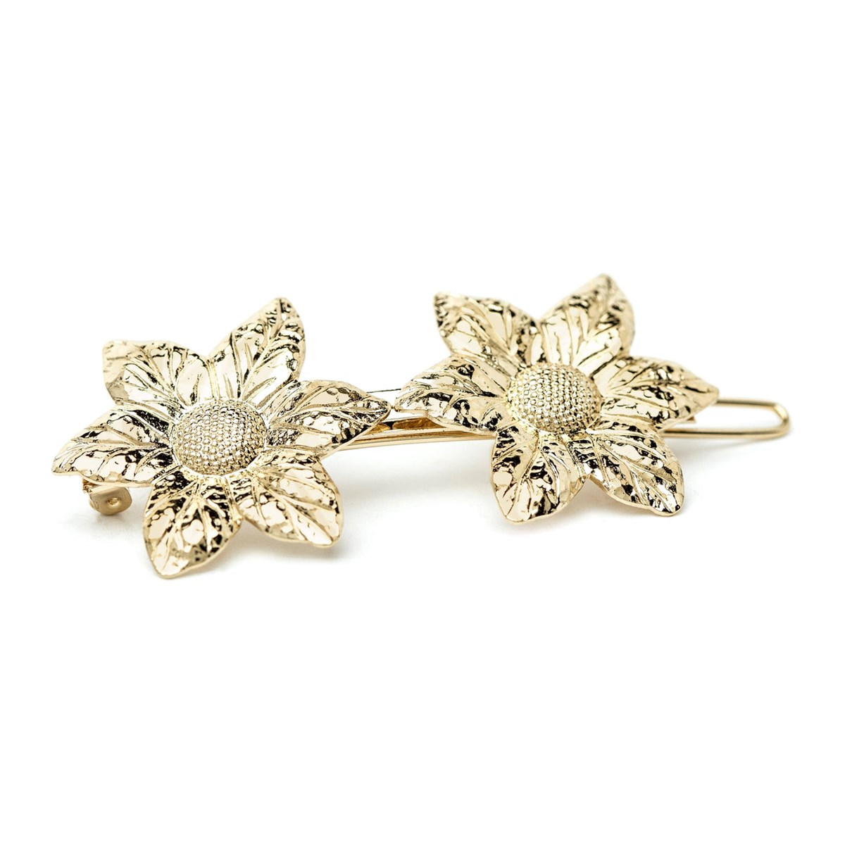 barrette fleurs doré à l'or fin - HESPÉRIS
