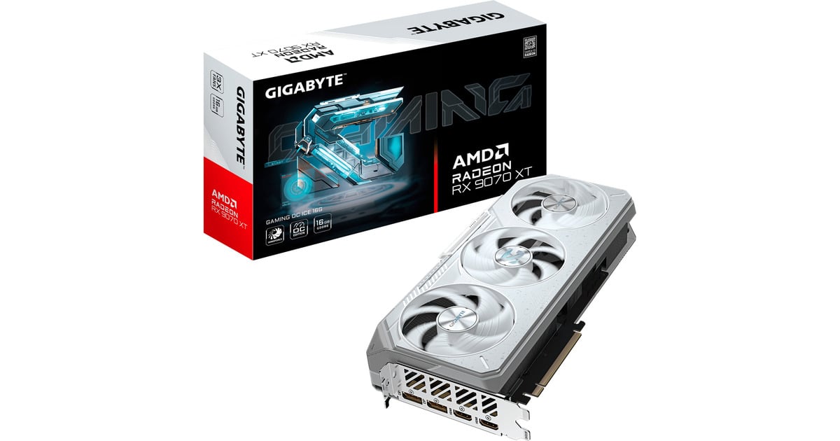 GIGABYTERadeon RX 9070 XT GAMING OC ICE 16G grafische kaart  (2x DisplayPort, 2x HDMI)