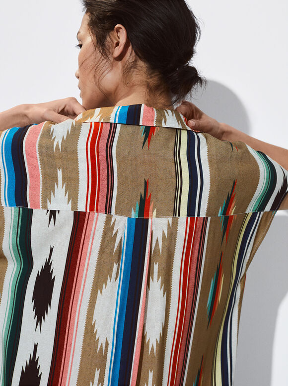 Vestido camisa estampado - Multicolorido