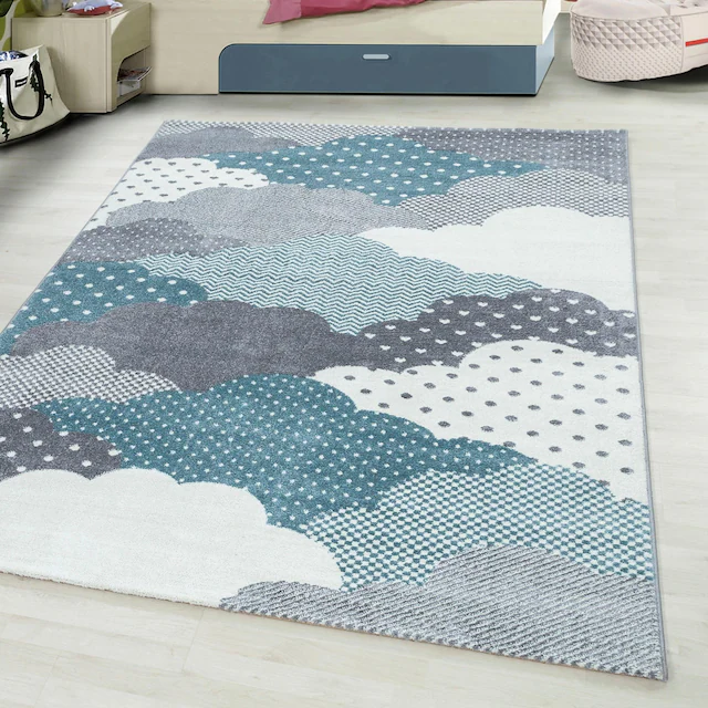 Ayyildiz Teppiche Kinderteppich »Bambi 820« rechteckig 11 mm Höhe auch in rund, Wolken Motiv, Kurzflor