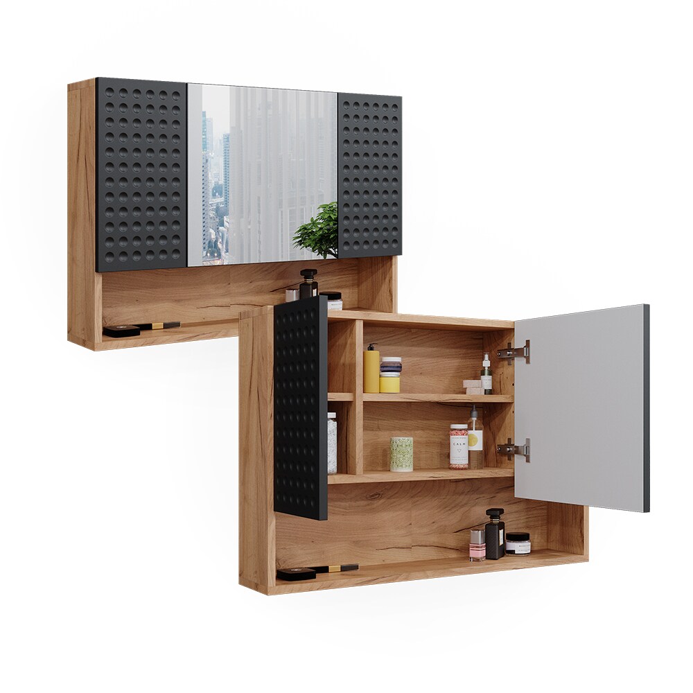 Vicco Badspiegelschrank Irma Eiche Anthrazit 80 x 55 cm Badezimmer