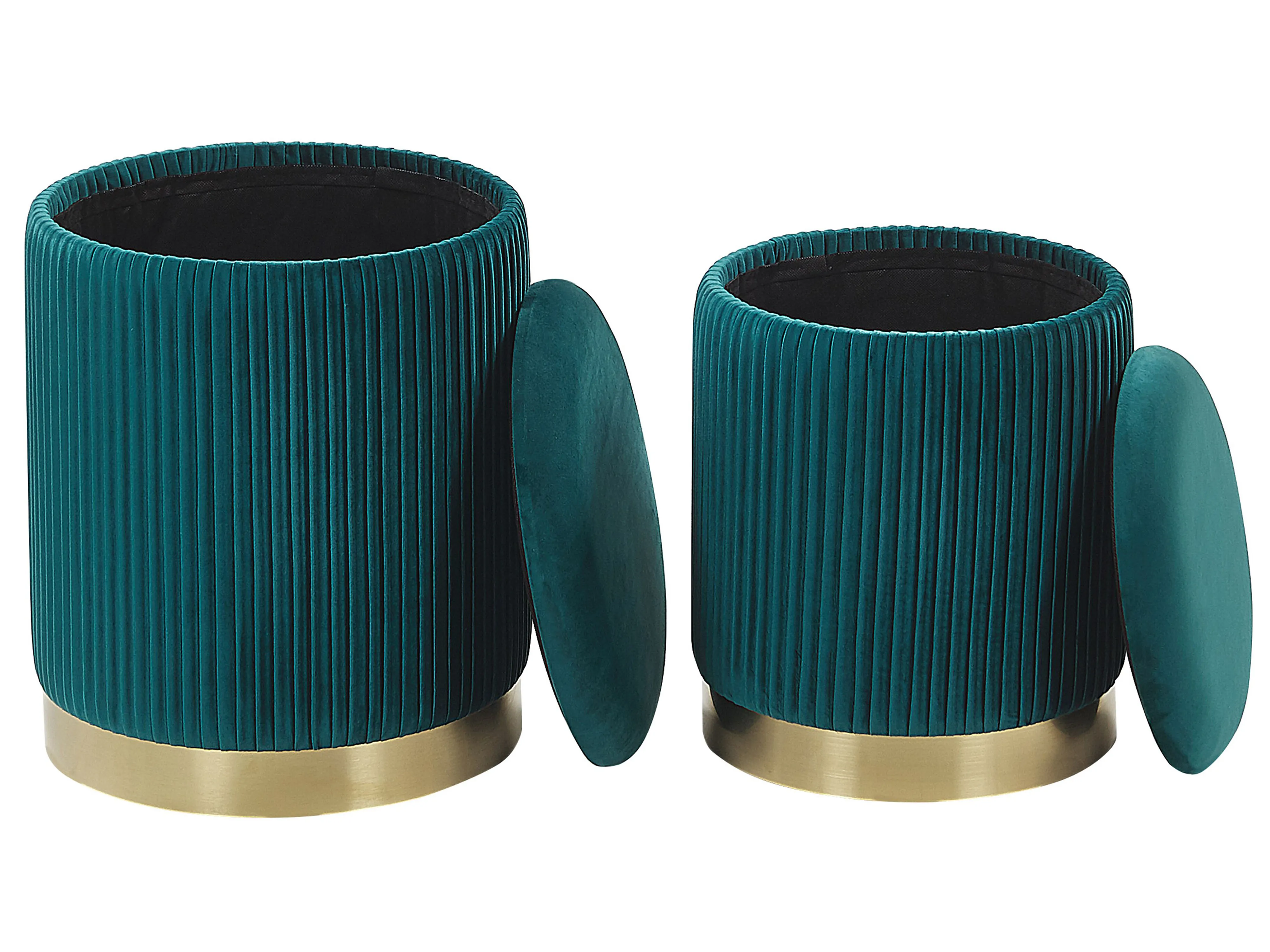 Set van 2 opbergpoefs MIRAMAR Fluweel Groenblauw
