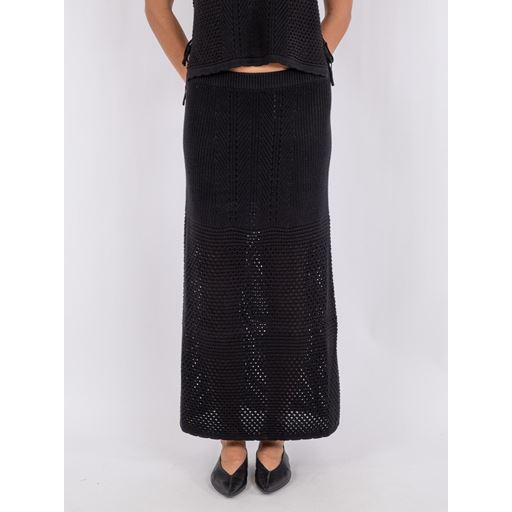 Neo Noir Como Crochet Knit Nederdel, Sort, 40