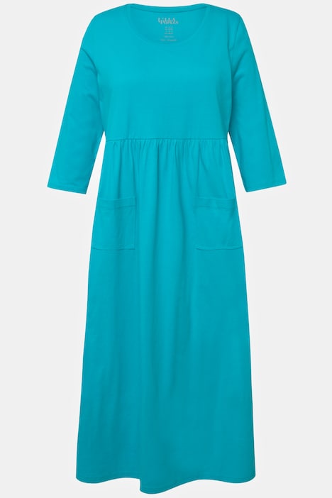 Jerseykleid, A-Linie, Empirenaht, Rundhals, 3/4-Arm