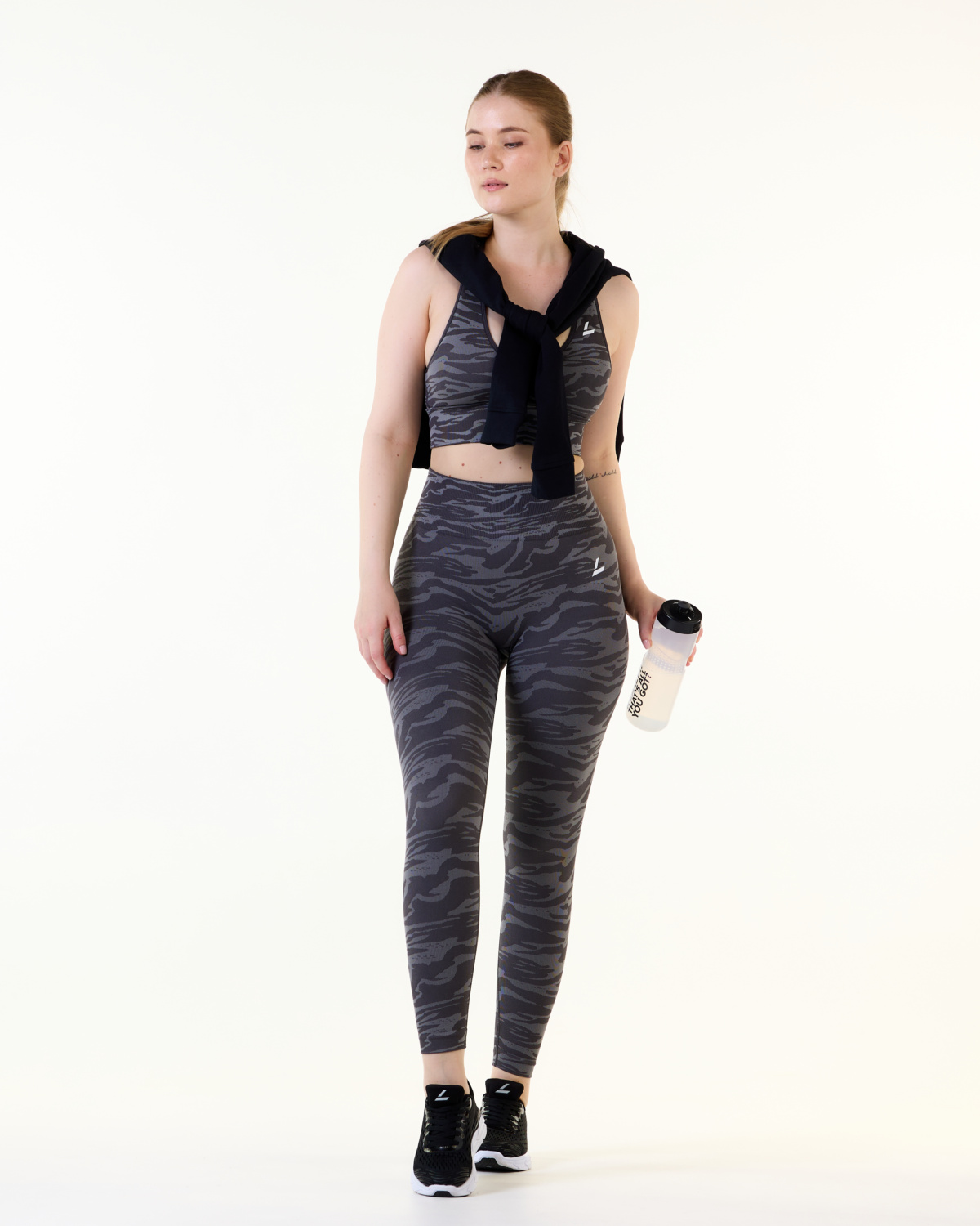 LEVITY Zebra Seamless Scrunch Tights Dark Grey Zebra