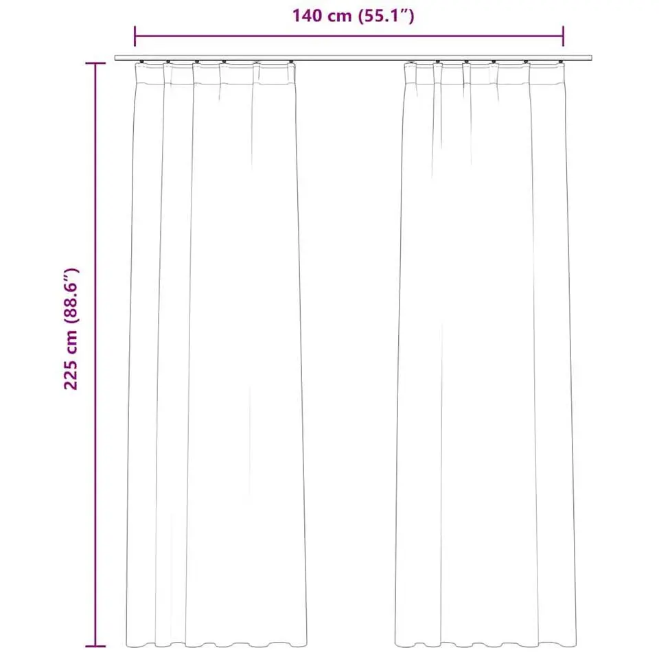 vidaXL - Gordijn - Crème - Fluweel - 140 x 225 cm - 2 stuks
