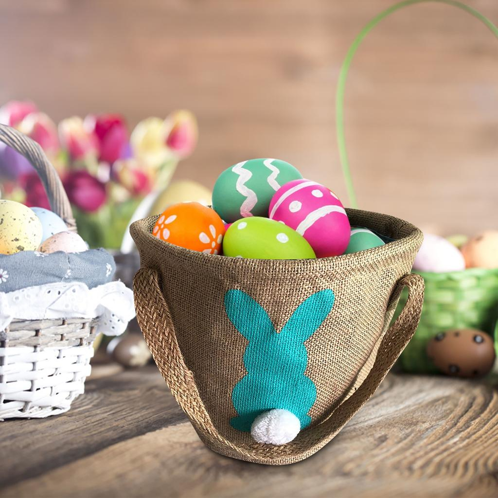 Jute Osternest Candy Gift Tasche mit Osterhasen - Braun / Grün