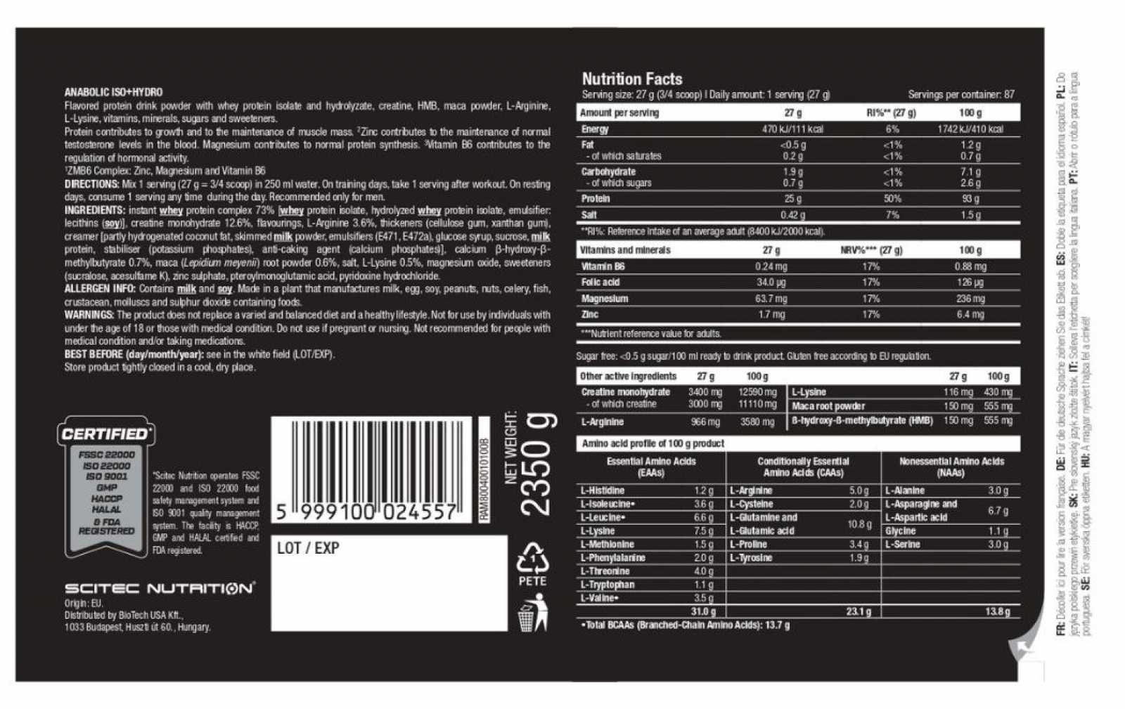 Scitec Nutrition Anabolic Iso + Hydro 2350g