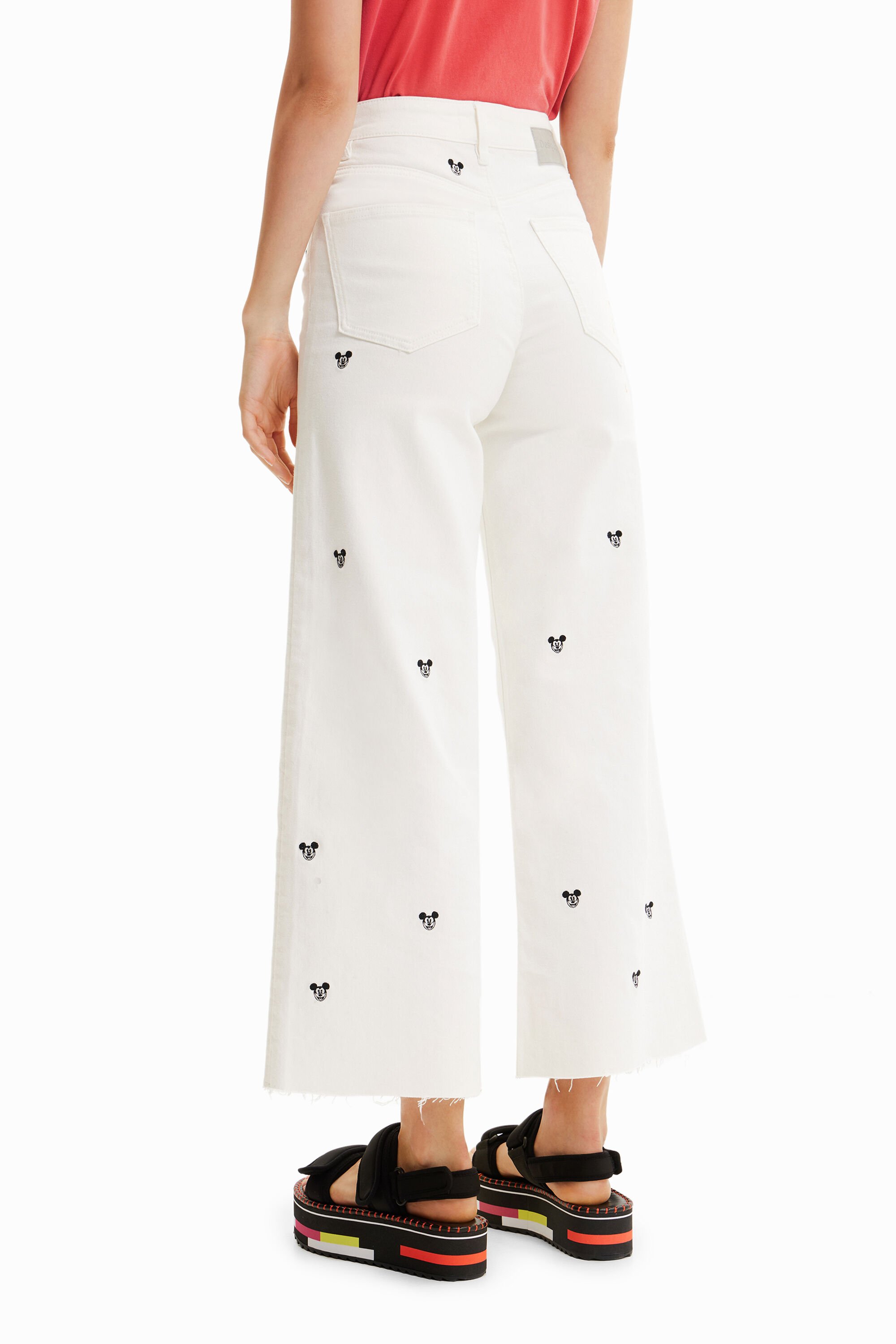 Jupe-culotte courte en jean Mickey Mouse