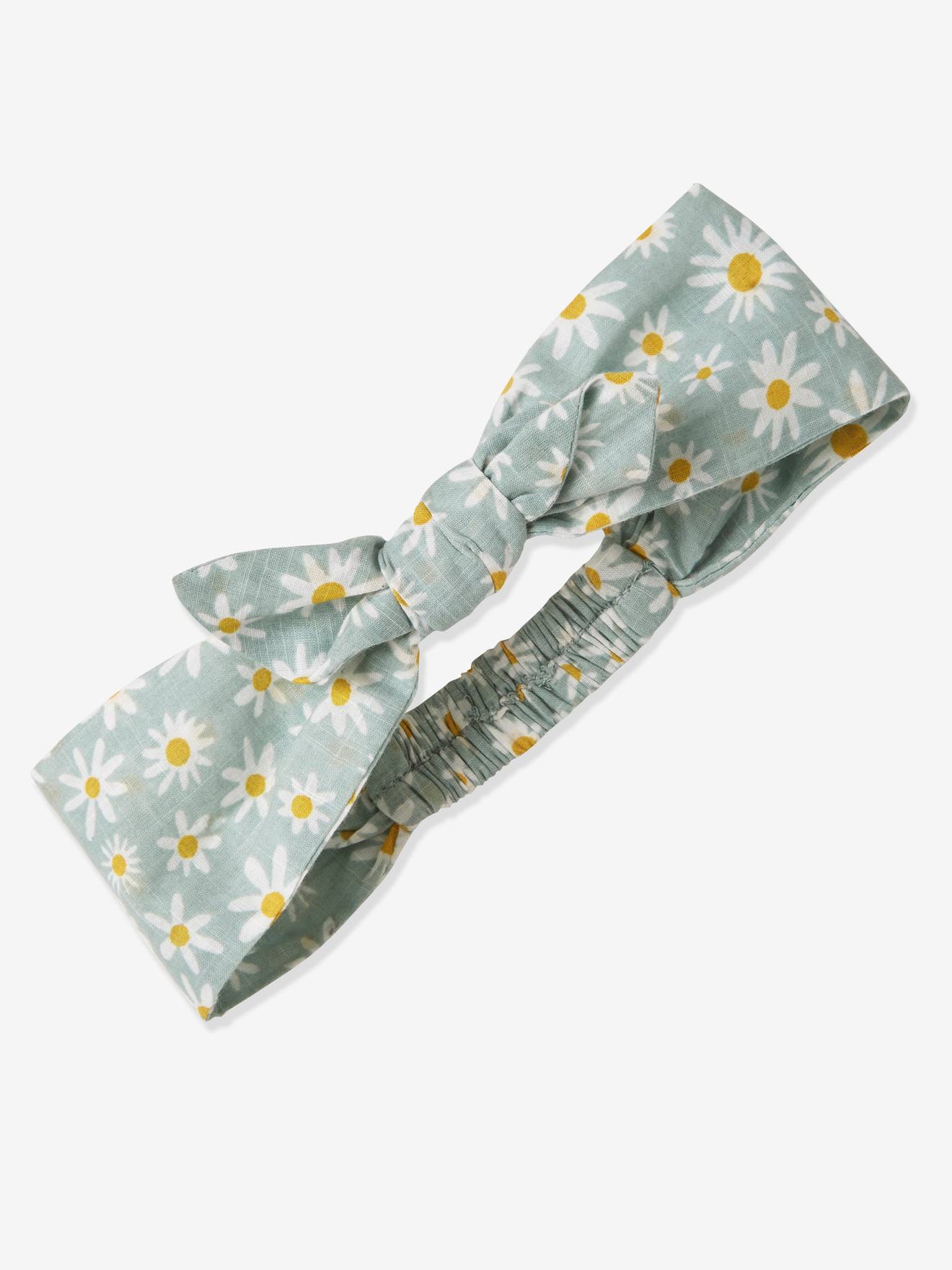 Conjunto de macacão e faixa de cabelo estampados para bebê menina, estampa verde média.