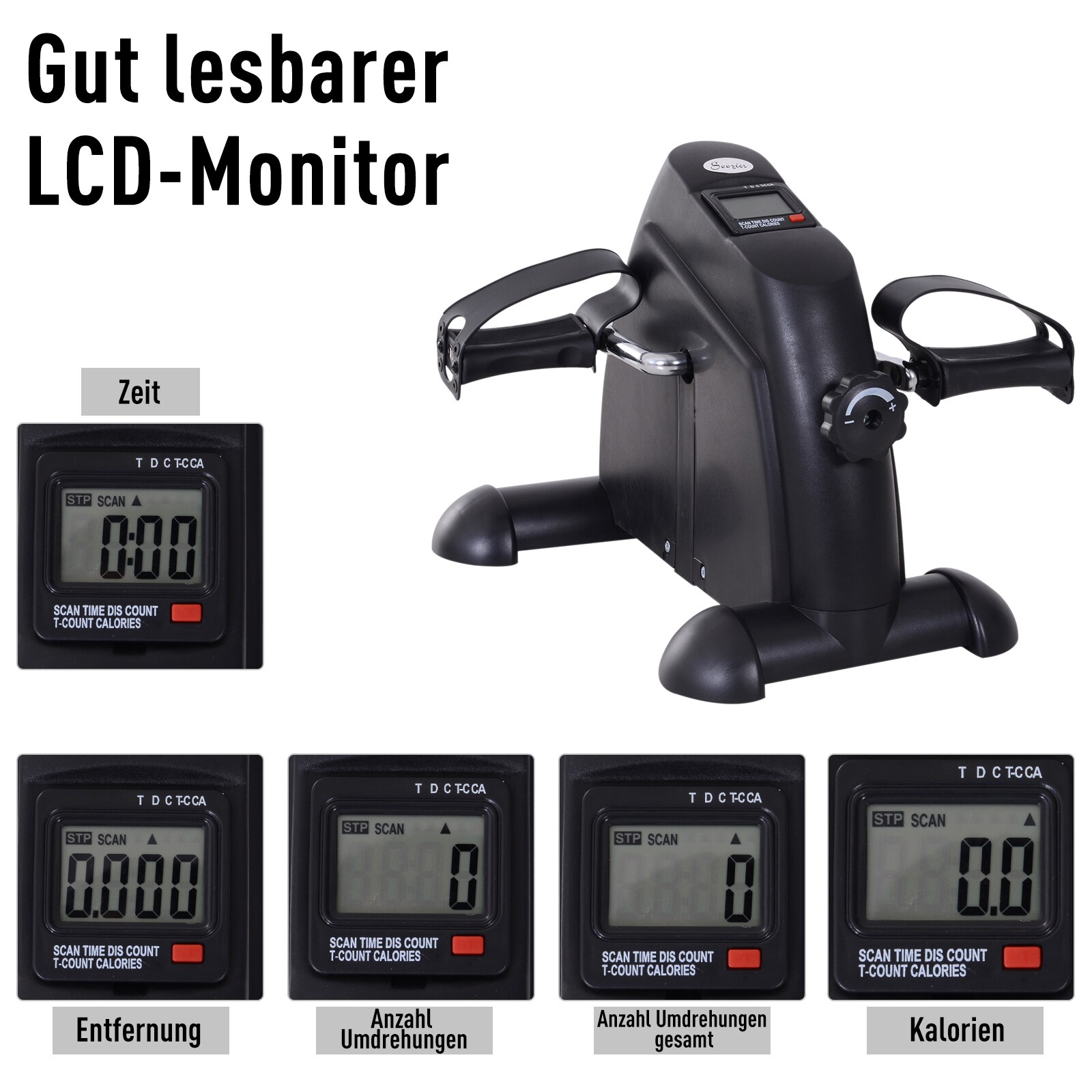 HOMCOM Pedaltrainer mit LCD-Display 39 x 40 x 31 cm (BxTxH)