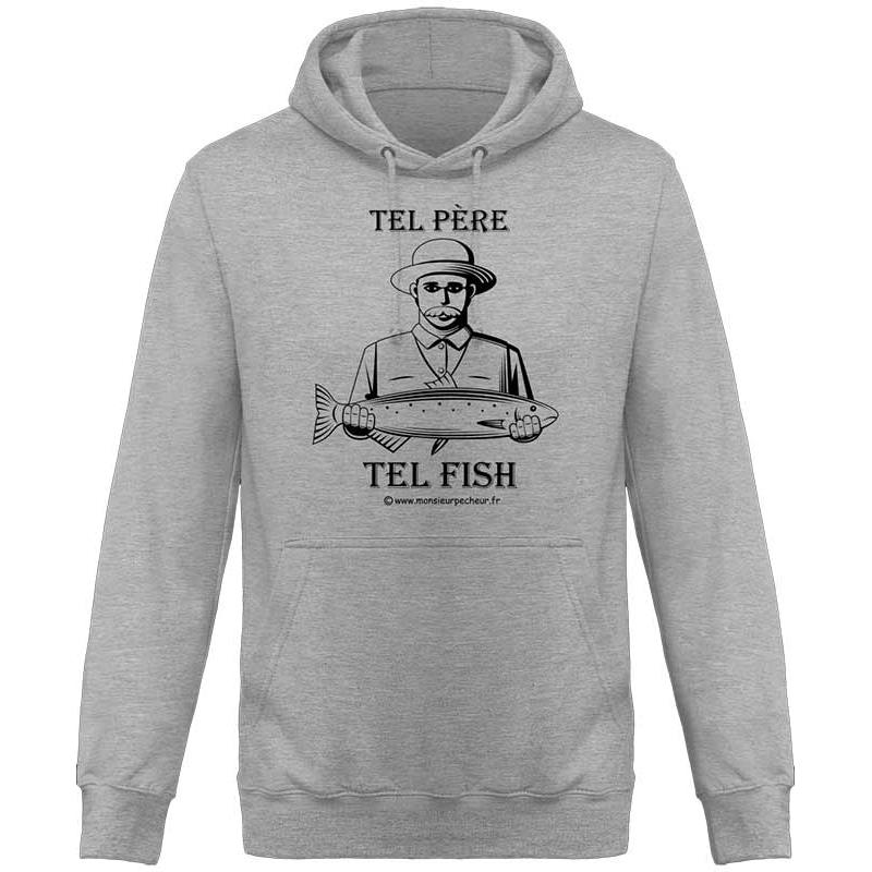 Sweat Homme Monsieur Pêcheur Tel Père Tel Fish - Heather Grey
