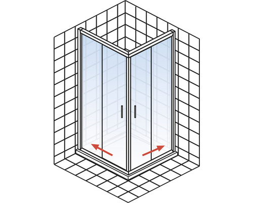 Hoekinstap met schuifdeur Schulte Kristall/Trend 90x90 cm helder glasprofiel kleur aluminium zonder onderprofiel