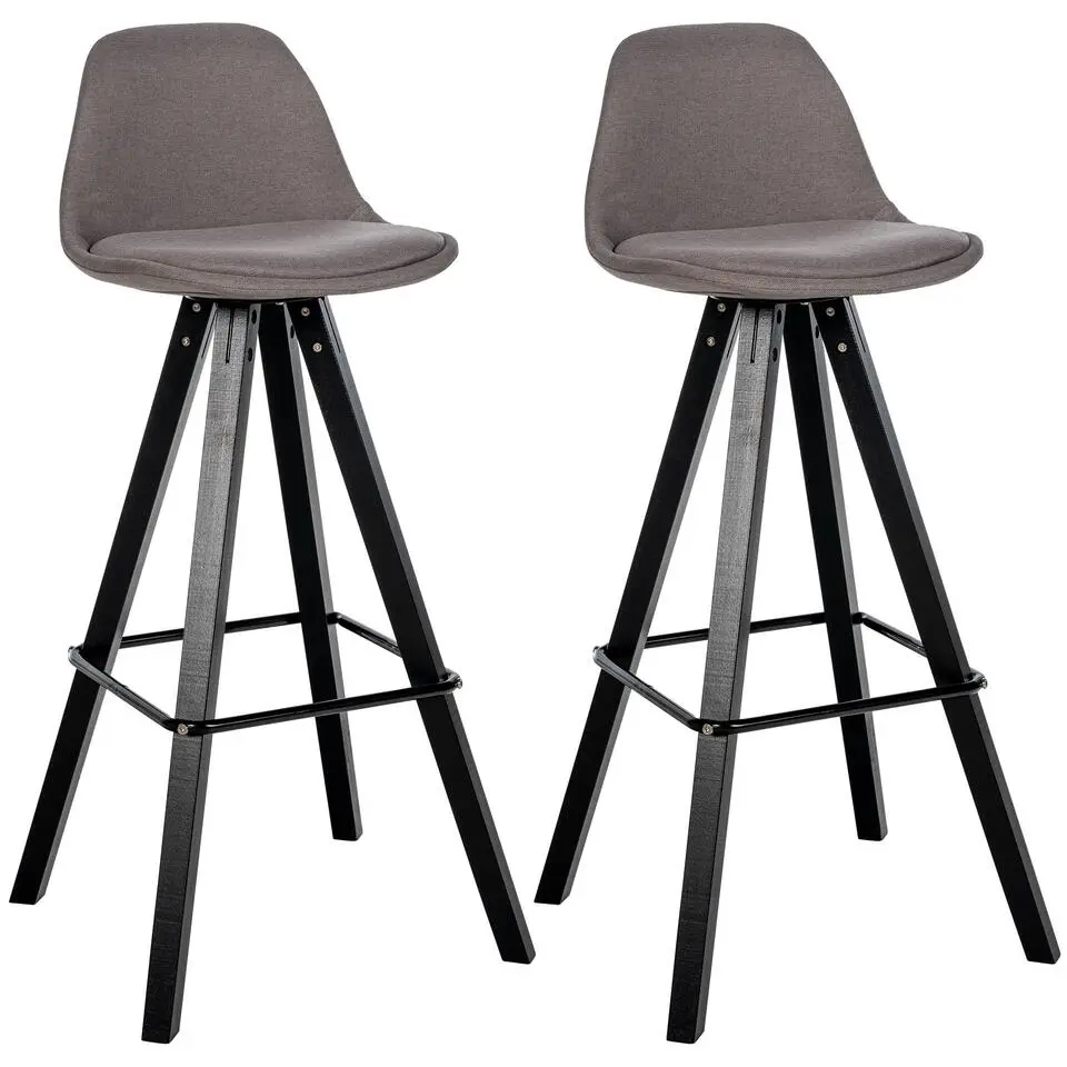 CLP Set van 2 Barkruk Corbin zwart Frame - Stof - taupe