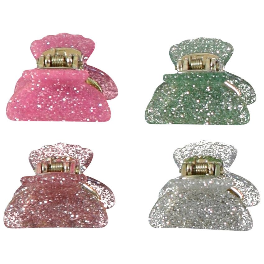 Lot de 4 mini pinces crabe pailletées pour fille - Jaune