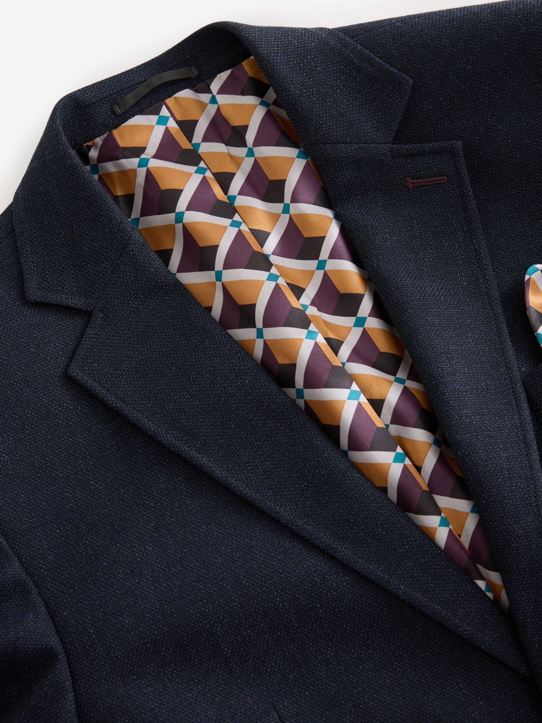 Donkerblauw - Normale Pasvorm - Modieuze blazer met textuur