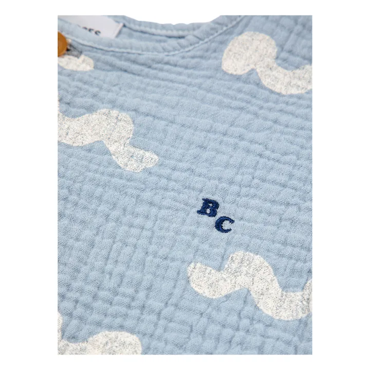 Bobo Choses T-shirt Coton Bio Boutonné Vagues | Bleu ciel