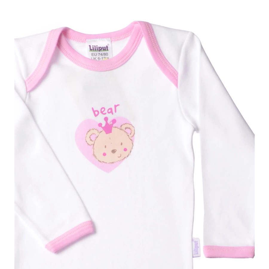 Liliput Langarmbody BEAR weiß, rosa