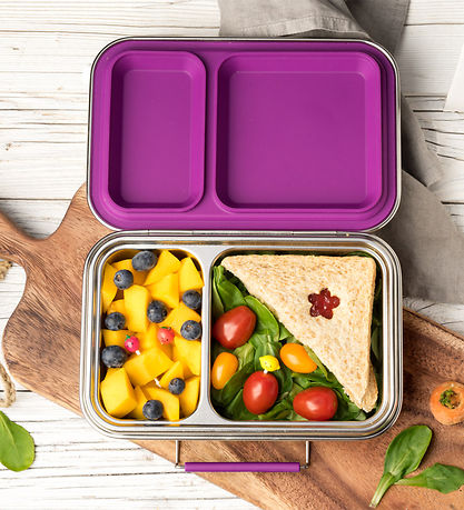 LEKKABOX Madkasse - Duo - Rustfrit St?l - 750 ml - Lilla
