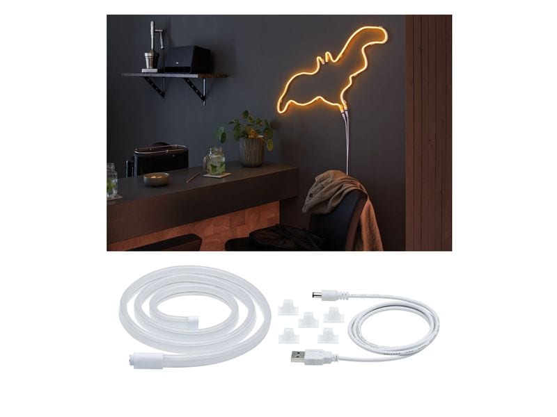 Paulmann LED-Stripe Neon Colorflex Orange, 1 m Biegbarer Lichtstreifen mit USB-Anschluss