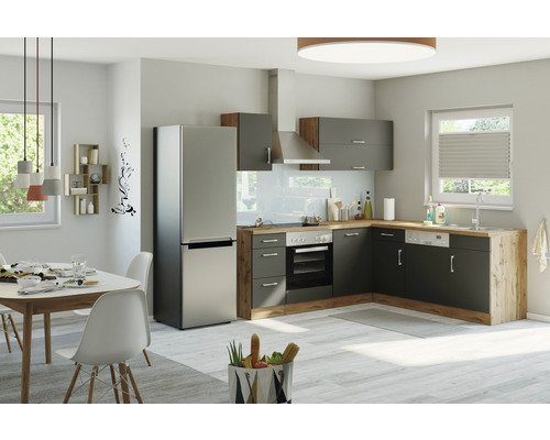 Held Furniture hoekkeuken zonder apparatuur Sorrento 210 cm antraciet mat gedemonteerd omkeerbaar model 1014.6280