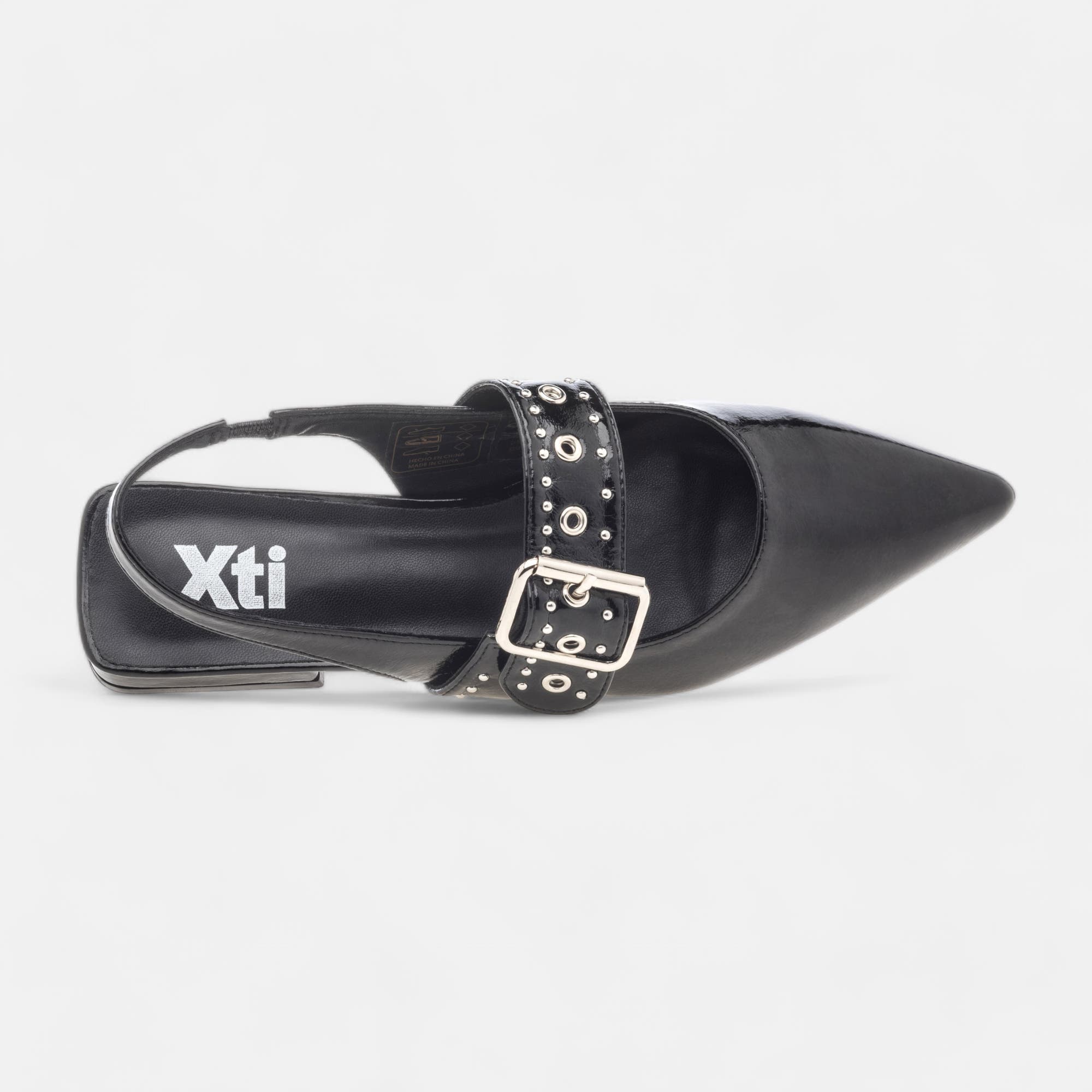 Escarpins avec bride arrière Femme noir vernis