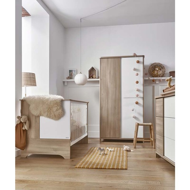 Chambre SACHA Chêne du Bocage Lit 70x140 + commode + armoire - GALIPETTE
