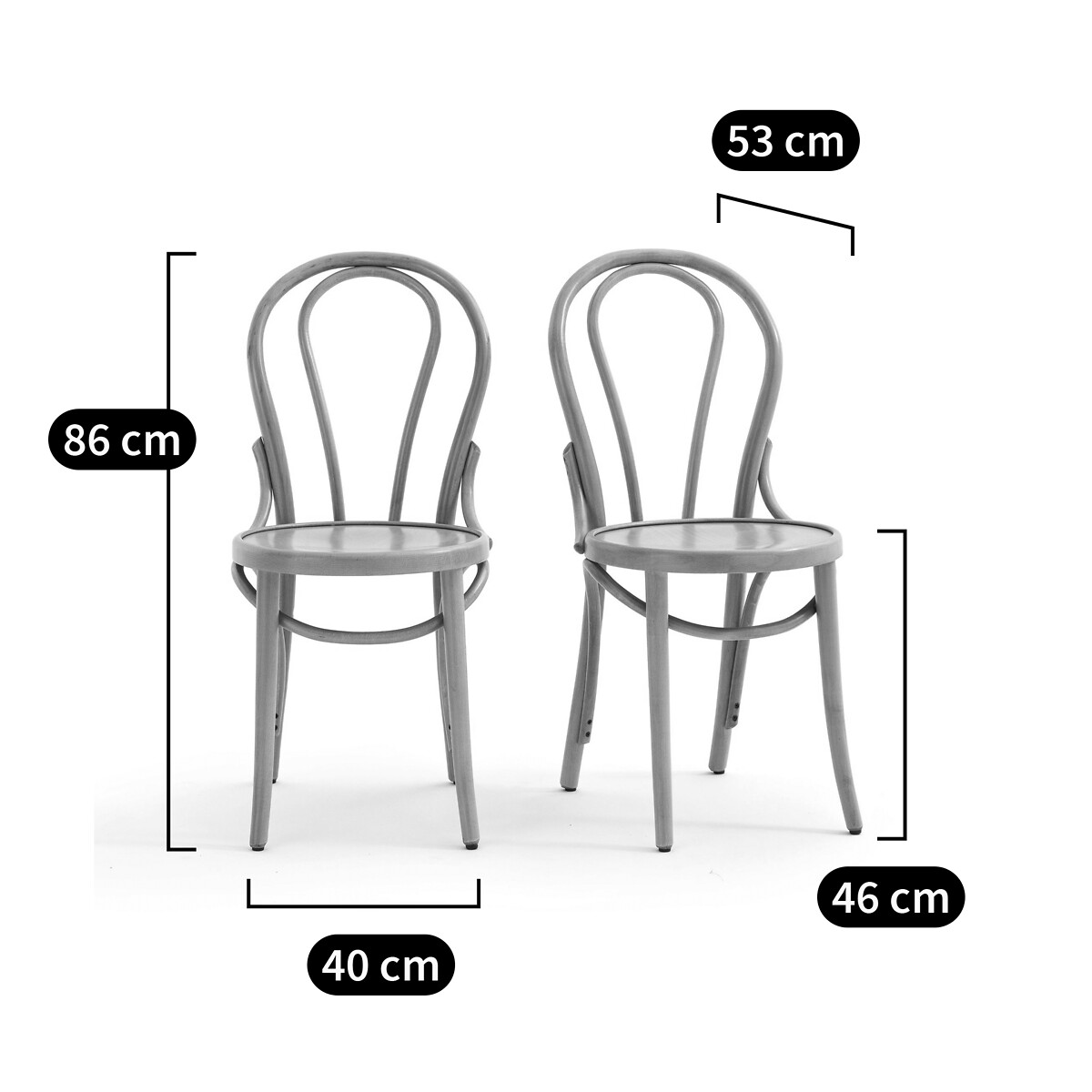 LA REDOUTE INTERIEURS<br>Conjunto de 2 cadeiras estilo bistrô, Bistrô