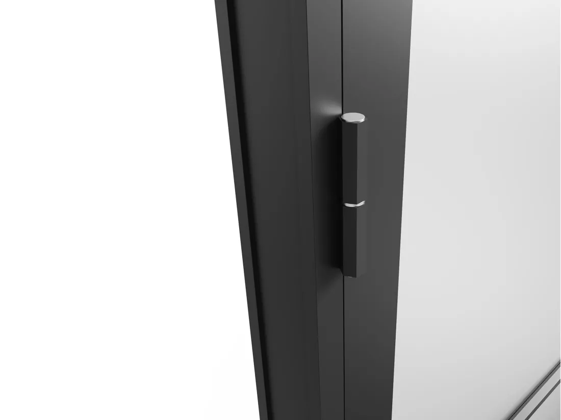 Bloc porte réversible en aluminium et verre trempé dépoli - H204 x L83 cm - Noir - MASERU